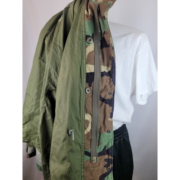 Camo Unisex Army Military Field Hooded Jacket Woodland Cold Weather Sz Med - Picture 11 of 11